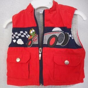 Red turtle racer vest zip front 3/6 M grey fleece